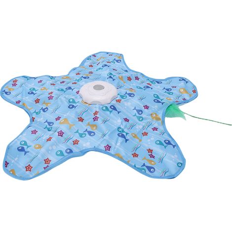 Jouet interactif pour chat, jeu de cache-cache avec plumes mobiles activées par le toucher, jouet électronique dissimulé pour chat, motif poisson (corps principal + capuchon + jouet pour chat) (1/5)