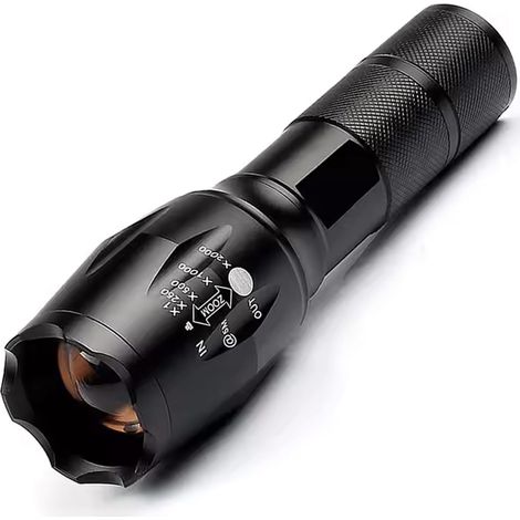LED-Taschenlampe mit Zoomfunktion, wiederaufladbar, einstellbarer Leuchtbereich, schwarz (1/5)