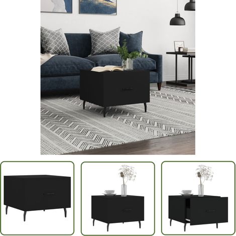 The Living Store Table basse Noir 50x50x40 cm Bois d'ingénierie - Table Basse - Meuble Salon - Table D'appoint - Table Design - Mobilier Moderne (1/5)