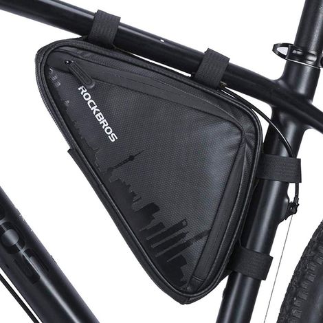 Bolsa impermeable para bicicleta con cierre de velcro para fijarla al cuadro, color negro. (1/5)