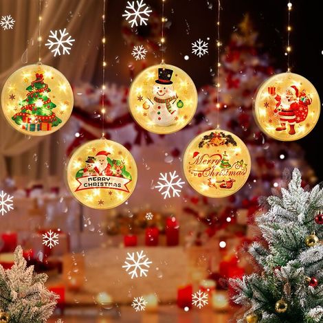 Décorations de Noël LED Guirlande lumineuse USB Guirlande lumineuse étanche 1.5M × 0.65M Fenêtre suspendue Lumières LED pour la fête de Noël intérieure extérieure avec télécommande (1/5)