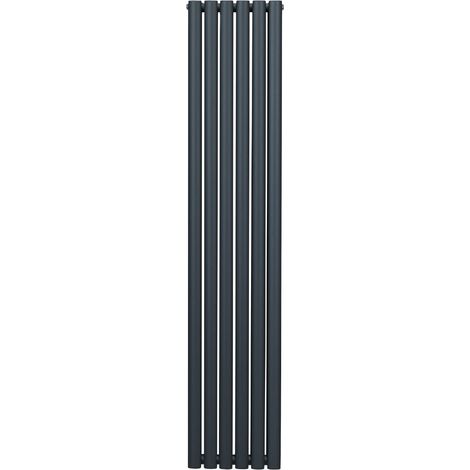 Radiador De Columna Ovalada 1800mm x 360mm Vertical  Gris Antracita   Acero  Montado en pared  Kit de fijación y soportes  + Cepillo de limpieza GRATIS  Calefacción estufa calefactor