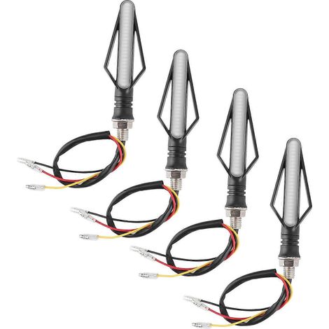 Lot de 4 feux clignotants dynamiques pour moto, en forme de flèche, 12 V, 24 LED, rouge et jaune (1/4)