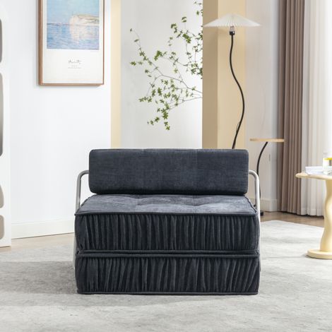 Canapé-lit gris convertible fauteuil matelas salon canapé sol dossier amovible