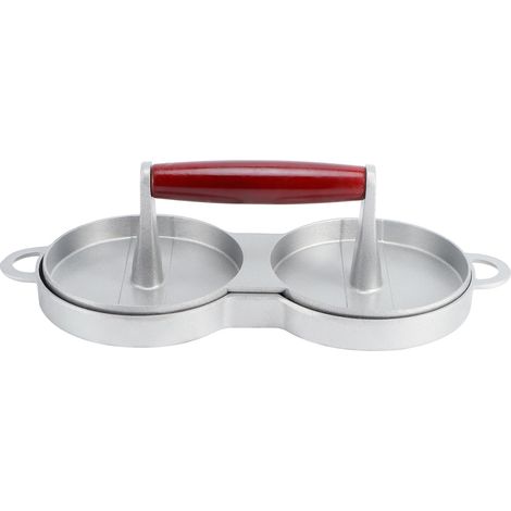 Lot de 2 moules ronds antiadhésifs pour hamburger DIY avec poignée en bois, presse à steak de cuisine (1/5)