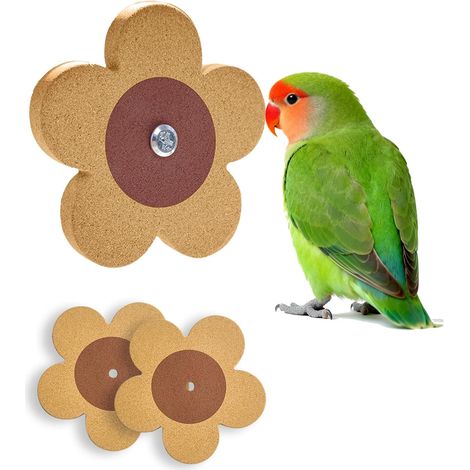 Vogelspielzeug, Kork-Kau-Spinner mit 2 Ersatzteilen für Käfige, Wellensittichspielzeug, Vogelkäfigzubehör für Wellensittiche, Nymphensittiche, Unzertrennliche, Grünwangenpapageien, kleine bis mittelgr