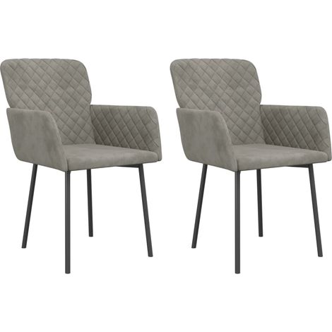 Lot de 2 Chaises à manger,Chaise de cuisine Gris clair Velours CFW43531 (1/5)