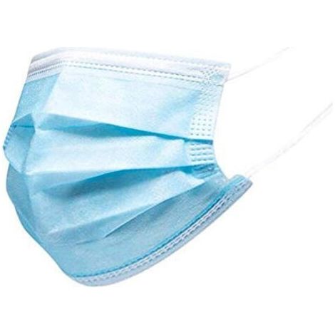 BUNTHAUS Lot de 50 masques de protection jetables souples à 3 couches Antipoussière Avec boucles d'oreilles Bleu (1/5)