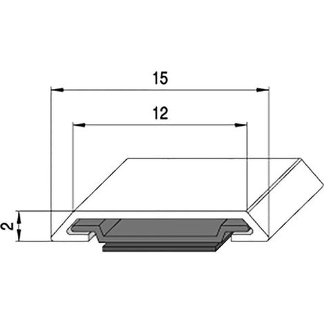 FBS perfil adhesivo 3mts. 15mm. cromado para puerta de cristal (1/2)