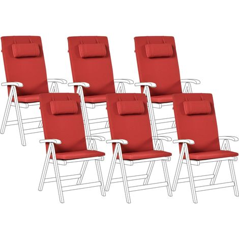 Outdoor Sitzkissen 6er Set JAVA/AMANTEA PREMIUM 50 x 71 cm Rot