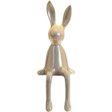 Hasenfiguren aus Keramik, glänzend, modern, nordisch, weiß