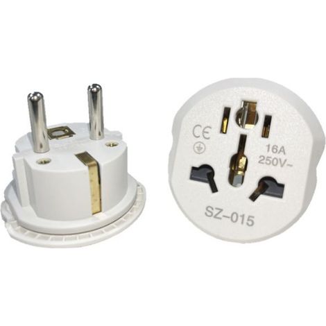 Adaptateur Universel - 16 A 250 V - Prise Européenne 2 Broches - Pour Voyages Internationaux AU US UK CN vers EU KR - 1 Pièce