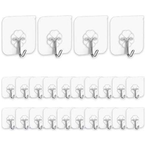 BUNTHAUS Lntyq Crochets adhésifs pour cuisine - Lot de 24 crochets adhésifs sans clous avec crochets en acier inoxydable Crochets de plafond de salle de bain réutilisables (1/4)