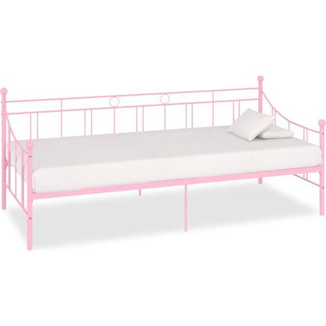 Cadre de canapé-lit sans matelas, métal rose, 90 x 200 cm (1/5)