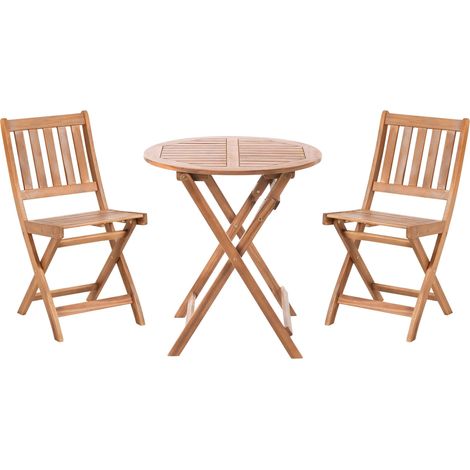 Bistro Set klappbar FEBBIO zertifiziertes Akazienholz Braun