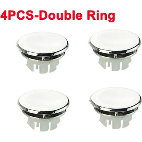 (C-4PCS-Double Ring)4PCS Plastic Bathroom Kitchen Basin Sink Overflow Cover Ring Insert Replacement Chrome Hole Round Drain Cap Basin Accessory (1/4)