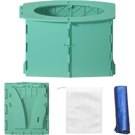 Pot Pliable Enfant - 1 Unité - Polypropylène - Toilettes De Voyage Compactes - Camping Et Voiture - Vert 23x23x15cm (1/5)
