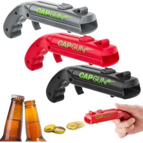 3 Pièces Ouvre-bouteille, Ouvre Bouteille de Pistolet, Cap Gun Ouvre-Bouteilles de Bière, Pistolet Décapsuleur de Tireur de Lanceur, Décapsuleurs à Capuchon pour Bar Fête et Cadeau, 13 x 5 cm- (1/4)