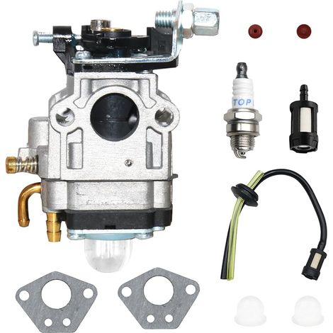 Carburateur Débroussailleuse 52cc 49cc 43cc, Kits de Carburateur pour Moteur avec Joint Tuyau Bougie d'allumage et Filtre à Essence pour Tondeuses à Gazon, Débroussailleuses et Tronçonneuses à Chaîne