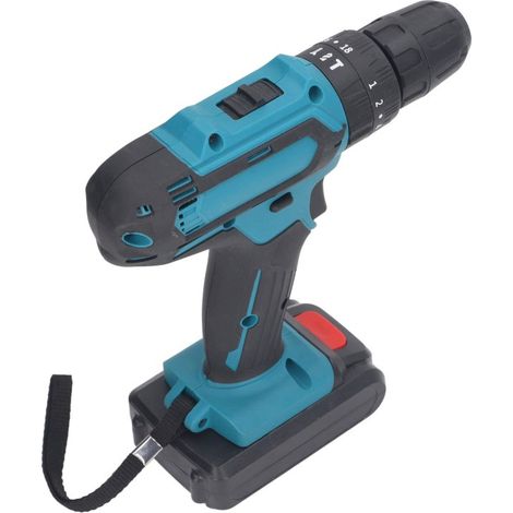 Perceuse sans fil à 2 vitesses, mandrin sans clé 3/8 24 UNF, perceuse électrique portative avec 2 batteries (1/5)