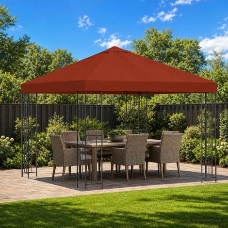 vidaXL Pavillon 3 x 3 m Terre cuite Polyester et Acier 190 gsm (1/5)
