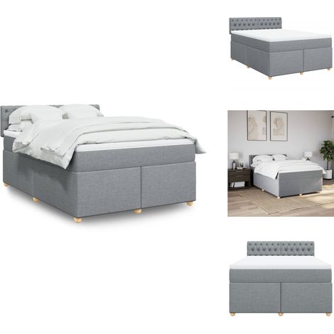Boxspringbett mit Matratze Hellgrau 160x200 cm Stoff - Boxspringbett - Boxspringbetten - Bett - Schlafzimmermöbel (1/5)