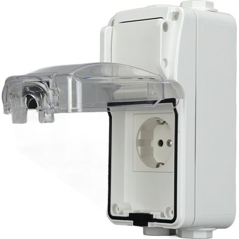 Prise étanche allemande IP66 résistante aux intempéries avec interrupteur à bascule pour jardin 250 V 16 A (1/5)