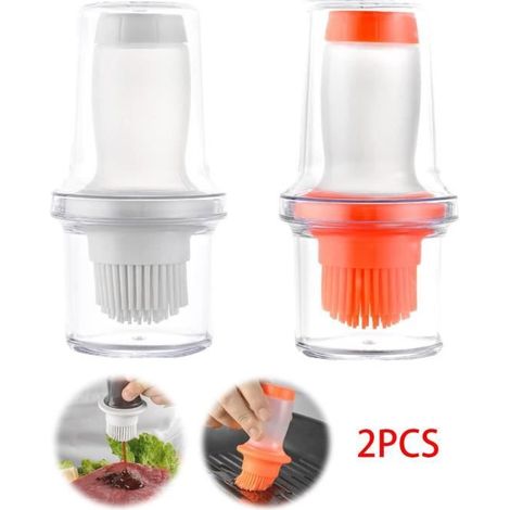 Bouteille d'huile,Pinceau Cuisine,Distributeur d'huile d'olive en verre,Brosse à Huile,Pinceau à Badigeonner en Silicone,pour Salade (1/4)