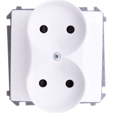 Enchufe doble Simon Basic b/u 16A IP20 con obturador de carril blanco BMG2Mz.01/11