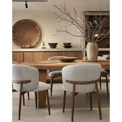 Mila - Lot de 2 Chaises en tissu taupe et pieds métal