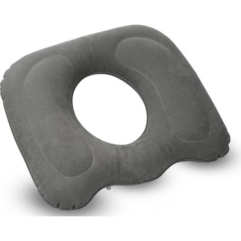 Coussin donut gris 45×39 cm, soulagement hémorroïdes et douleurs d’assise, mousse haute densité confortable (1/5)