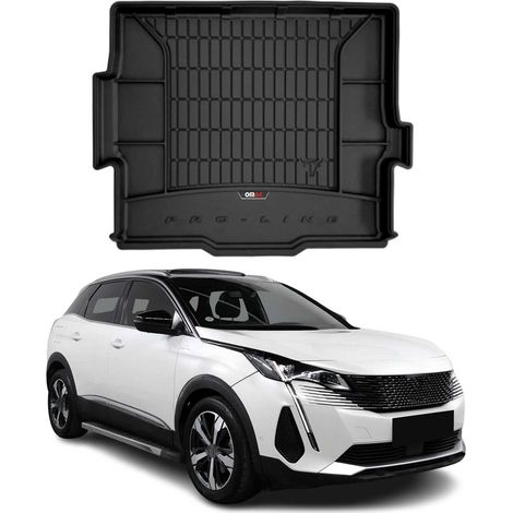 Tapis de Coffre 3D TPE Premium Compatible avec Peugeot 3008 II 2016 à 2024 Plancher supérieur du Coffre, Bac de Protection de Coffre Antidérapant Revêtement de Coffre pour Voiture Noir