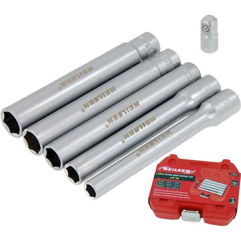 Neilsen Metric Extra Deep Drive Sockets 8mm - 14mm Socket Set In 6pc 3/8" (1/2)
