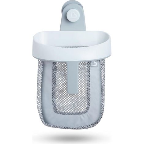 Super Scoop Bath Net for Toy Storage, Removable Basket, Baby Bag, Hanging Storage Bin for Bathtub and Shower, with Suction Cup and Handle, Plastic, Grey