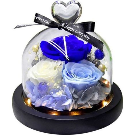 Rose Éternelle - Cloche En Verre Transparent - Décoration Intérieure - Cœur En Verre - 1 Pièce (1/4)
