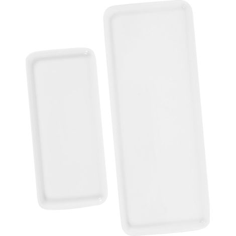 Lot de 2 Plateaux de Rangement en Céramique Blancs pour Salle de Bain et Coiffeuse, Porte-Bijoux Pratique et Agréable Toucher pour Cosmétiques et Œuvres d'art'-'-