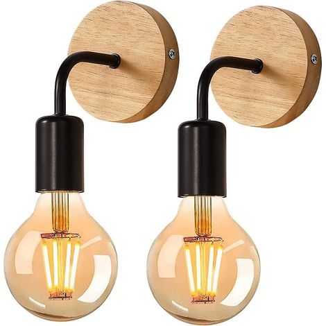 2 applique murale intérieure, pour murales en bois pour le salon, LED Lampes murales intérieures industriel les (1/5)