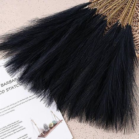 plante artificielle de 56 cm en herbe de la pampa duveteuse, style bohème, idéale pour une décoration de mariage ou d'intérieur.noir (1/5)