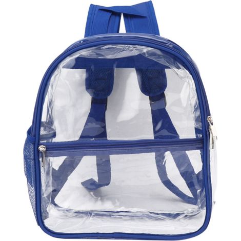 Sac à dos transparent en PVC, portable, avec fermeture éclair, grande capacité, bleu, idéal pour l'école. (1/5)