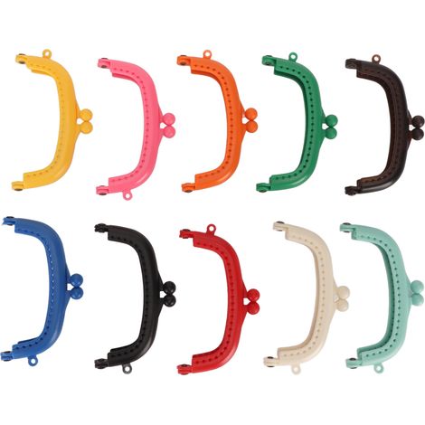 Fermoir de sac 10 pièces, cadre 85mm, couleurs assorties, plastique durable, léger, fermeture kiss pour monnaie, couture, DIY créatif (1/5)