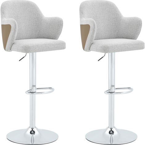 Set 2 sgabelli da bar regolabili in tessuto grigio con braccioli girevoli 360° MODENUIT (1/5)