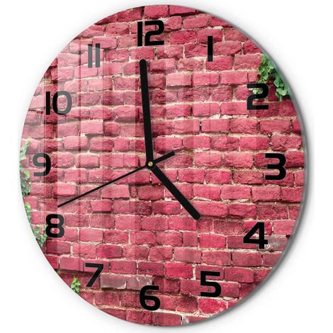 Horloge Murale Ronde Décoration Salon Moderne Verre Trempé Artistique Mur de briques fi 30 cm (1/5)