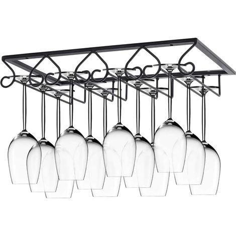 Porte-Verres Suspendu, Support à Verre à Vin, Supports à Verres, Support de Verre à vin en Métal Durable, Avec 4 vis , Pour Utilisé Dans le Bar, Armoire à Vin, Cuisine(4 slots) (1/2)