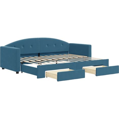 vidaXL Divano Letto Estraibile con Cassetti Blu 80x200 cm Velluto (1/5)
