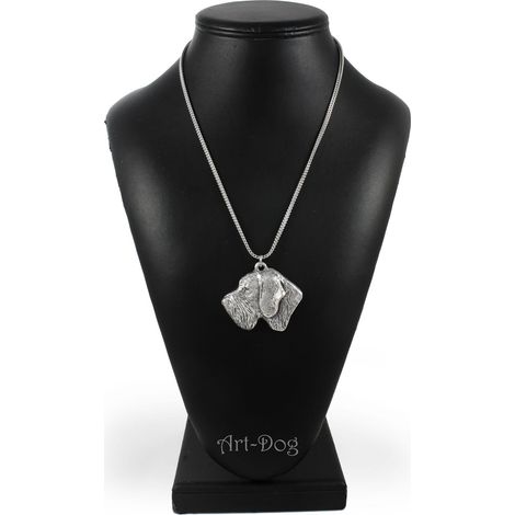 Collana con ciondolo per cani, ciondolo a forma di cane su catena d'argento, gioiello unico di Art-Dog, raffigurante un bracco tedesco a pelo duro (Drahthaar). (1/5)