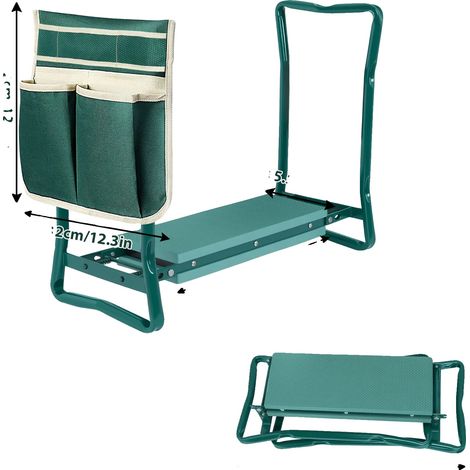 Rodillera de jardín, soporte resistente, cojín cómodo, verde (1/2)
