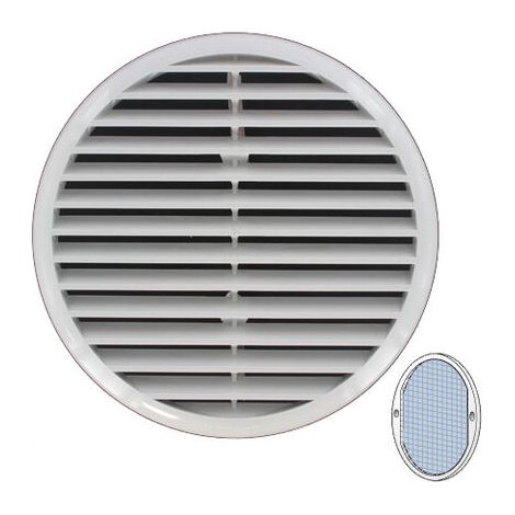 Grille d'aération avec ressorts + moustiquaire, 175 mm pour tube 125 à 160 mm - First Plast (1/4)