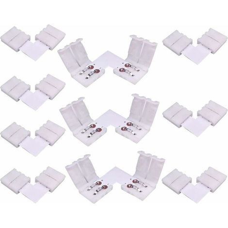 10pcs Connecteur LED Strip à 2 Broches Forme de L Connecteur d'angle à Ruban LED Connecteur Rapide à Angle Droit pour 10mm de Large Couleur Unique Bande LED SMD 5050 5630, Soudage Gratuit [Classe éner (1/5)
