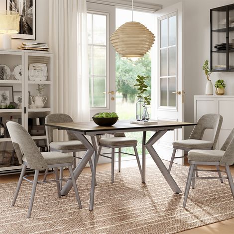 Tavolo da pranzo Trill, Rovere rustico/grigio, 140 x 90 cm estensibile, Vicco