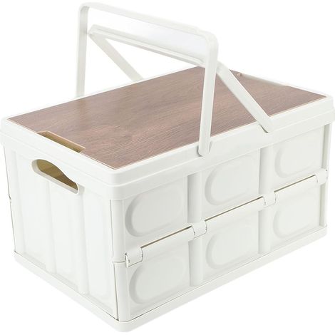 Contenitore pieghevole con coperchio in legno – Contenitore impermeabile da campeggio da 30 litri – Ampio contenitore pieghevole per casa, feste, picnic, barbecue e pesca (1/5)